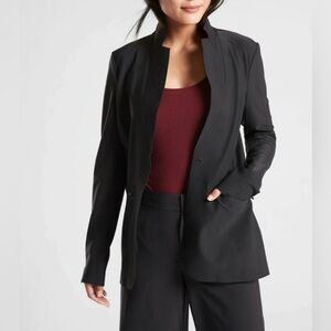 Athleta Interstellar Black Blazer SZ 10 Athleisure Casual Lightweight NWT